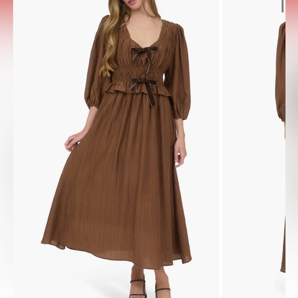 Chic Brown Long Sleeve Dress